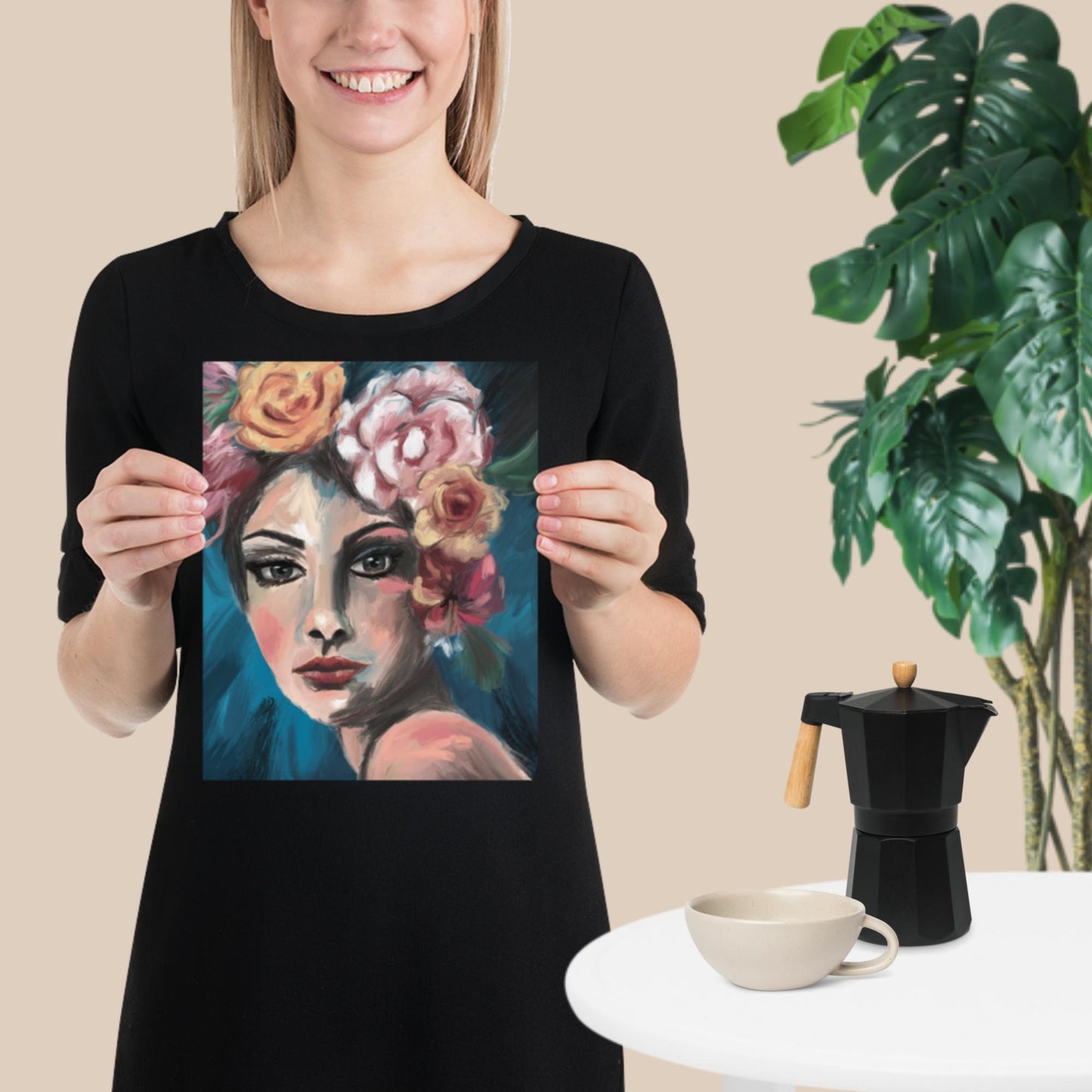 "Blumen im Haar" - Hochwertiger Kunstdruck mit satten Farben