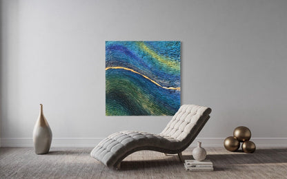 "Ocean Gold Vein" 135 x 135 cm