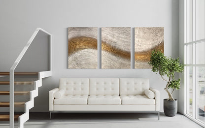 "Golden Wave" 2023, dreiteilig, 220 x 100 cm