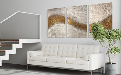 "Golden Wave" 2023, dreiteilig, 220 x 100 cm